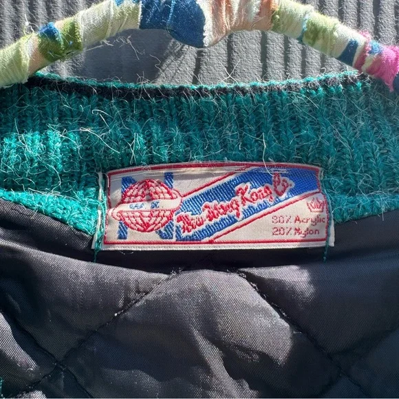 Vintage New Wang Kong Knit Cardigan With Floral Appliqué Size MD - Picture 14 of 16